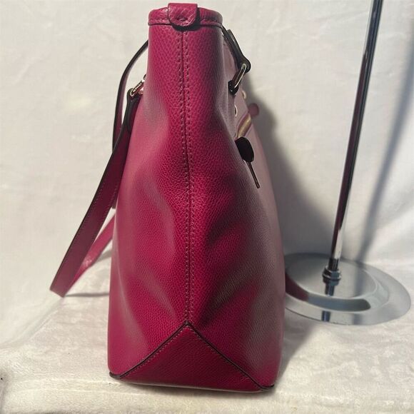 Coach Women's Raspberry Pebbled Leather Tote Bag Large Gold Hardware - Picture 6 of 16